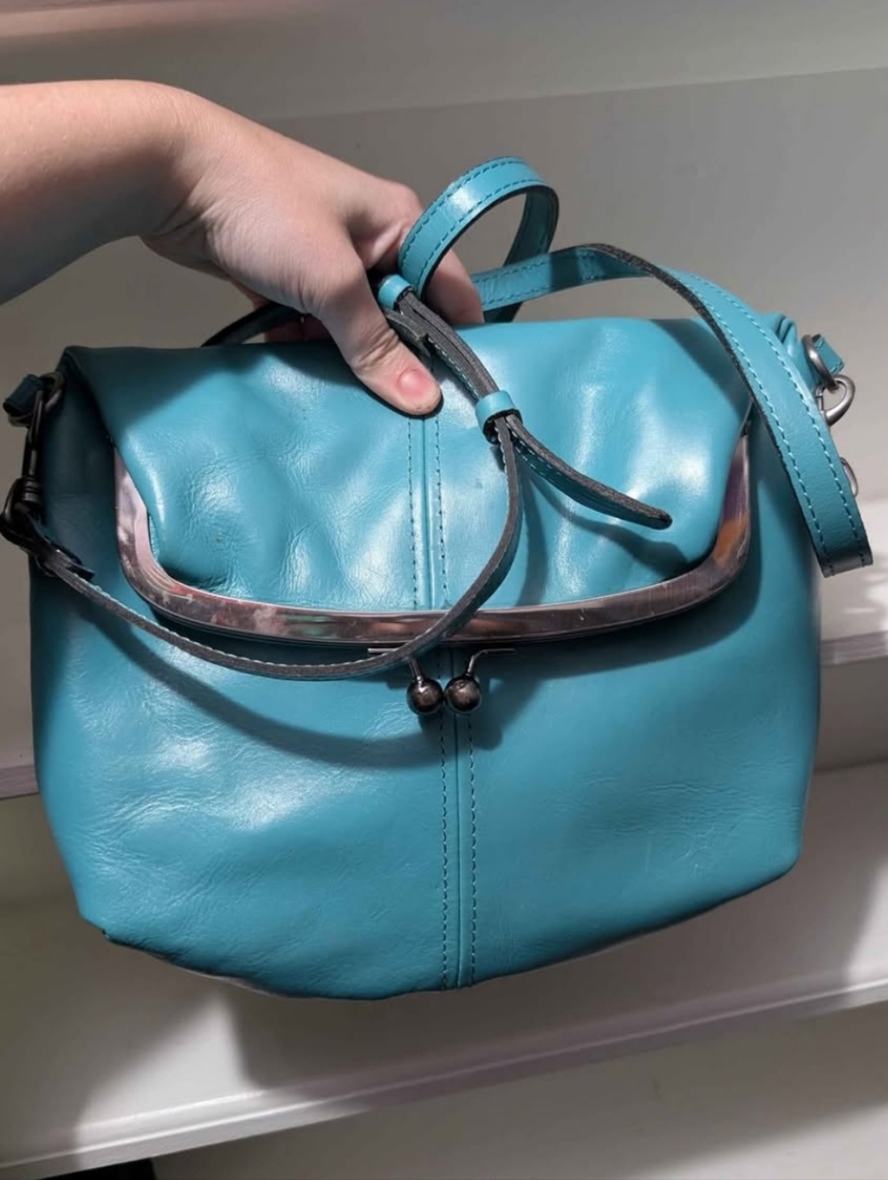 Patricia Nash : Turquoise Crossbody Handbag with Silver Trim